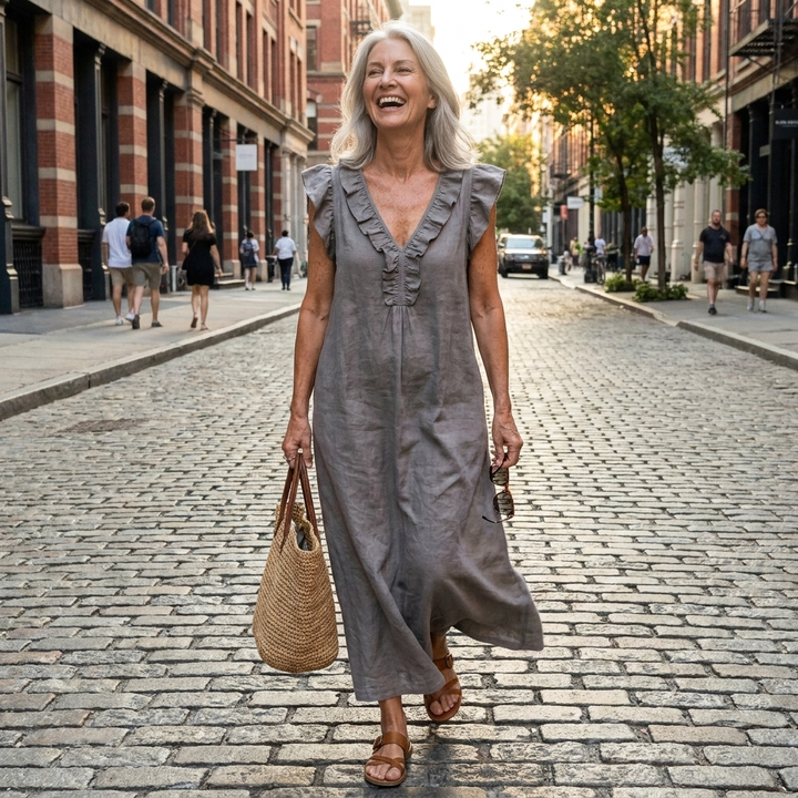 Josette Ruffle V-Neck Maxi Dress lifestyle photo