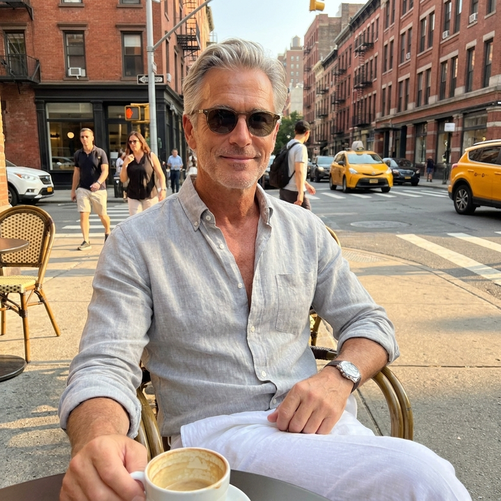 Luca Elegant Lightweight Linen Shirt lifestyle photo