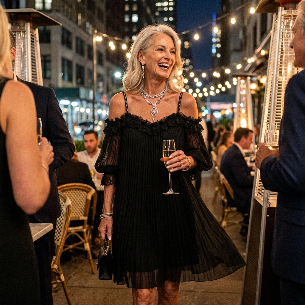 Vittoria Black Off-Shoulder Mini Dress lifestyle photo