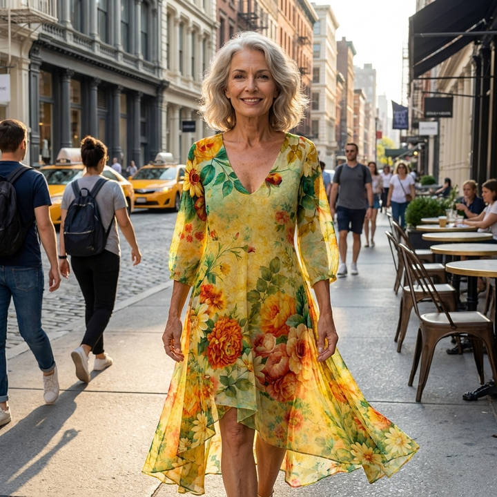 Janessa Effortless Floral Midi Dress lifestyle photo