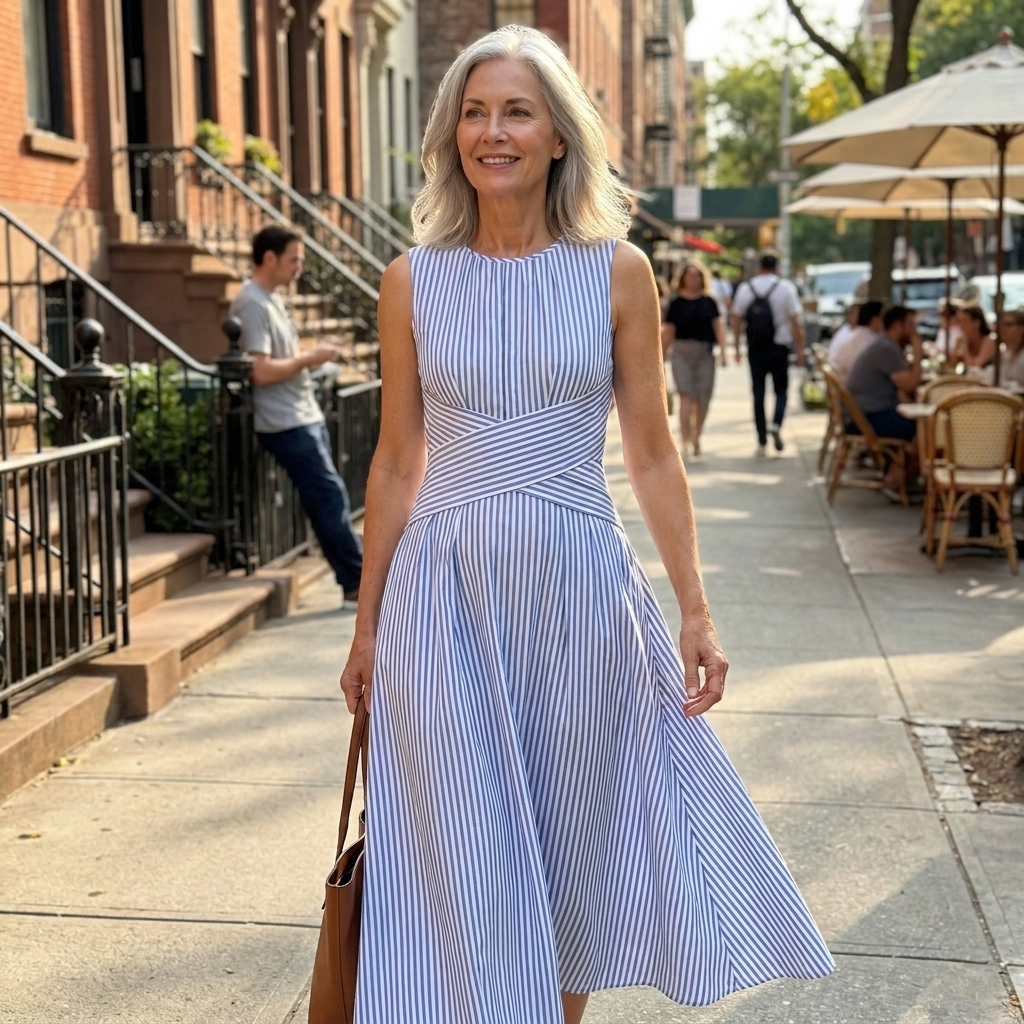 Wren Wrap-Waist Striped Midi Dress