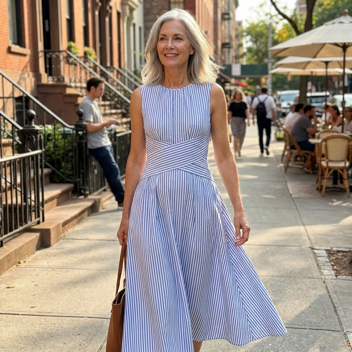 Wren Wrap-Waist Striped Midi Dress