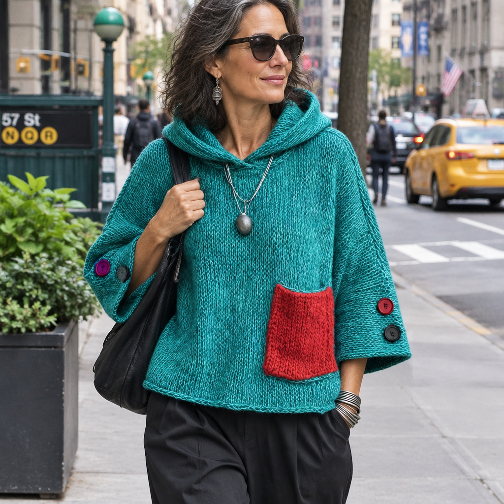 Zadie Relaxed Contrast Pocket Hooded Sweater