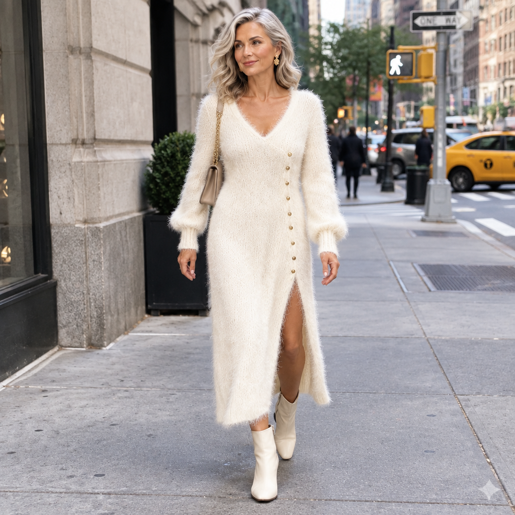 Willow V-Neck Slit Midi Dress
