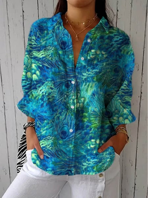 Catalina | Vibrant Artistic Button-Up Blouse
