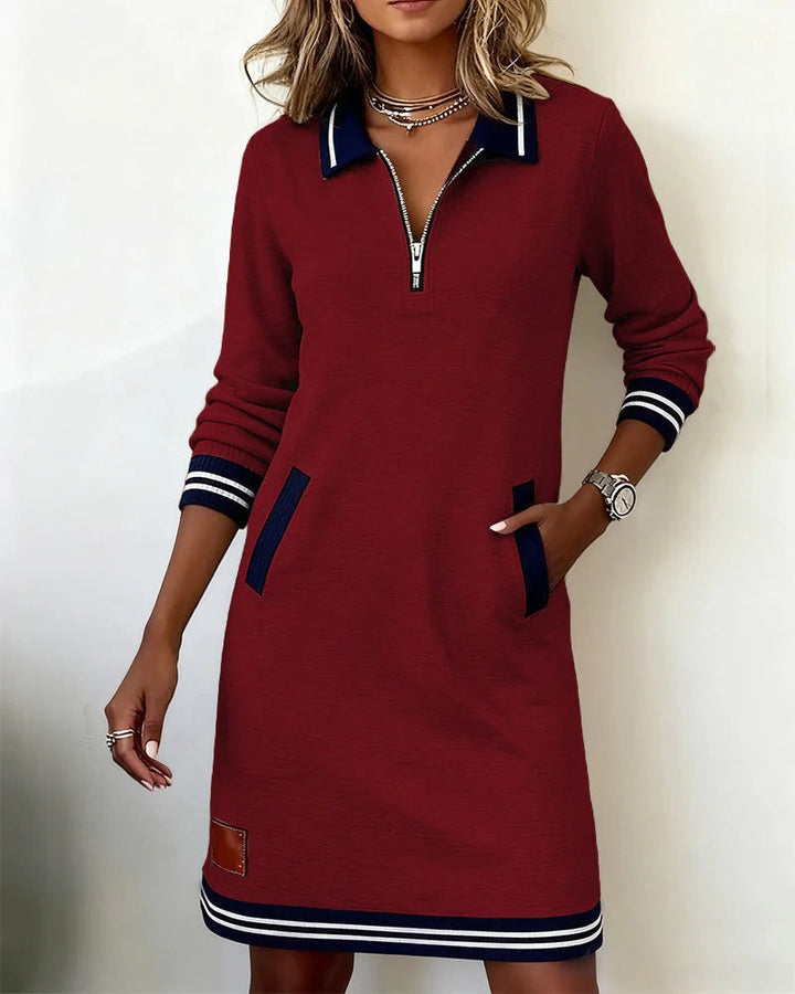 Delia | The Zip-Front Lapel Dress