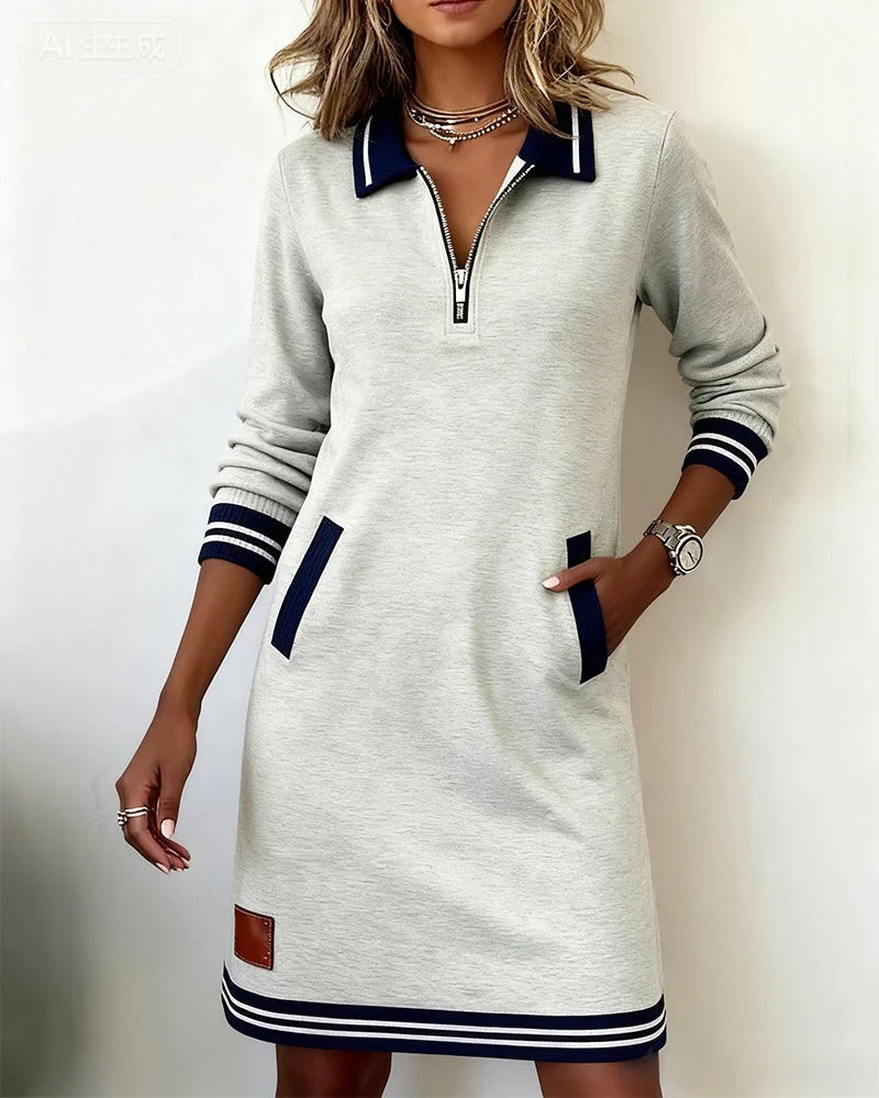 Delia™ The Zip-Front Lapel Dress