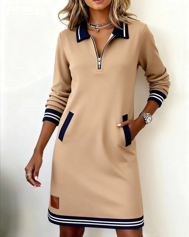 Delia | The Zip-Front Lapel Dress