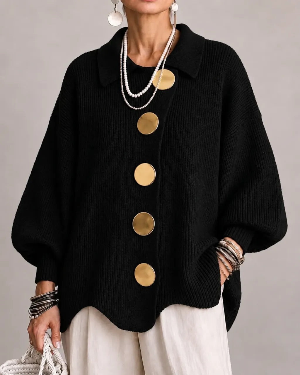 Karina™ Oversized Collared Button Cardigan