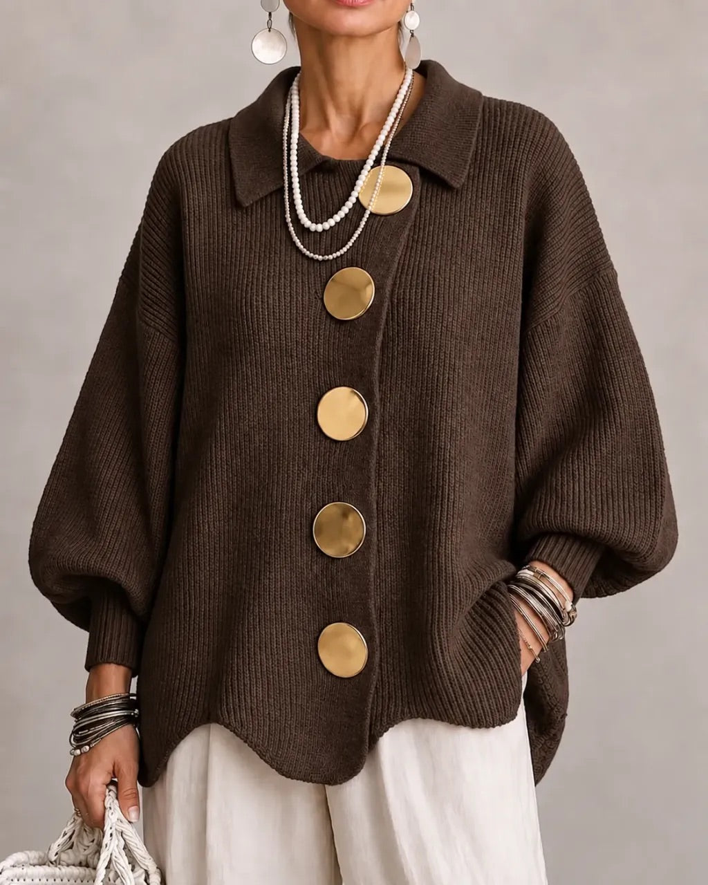Karina™ Oversized Collared Button Cardigan