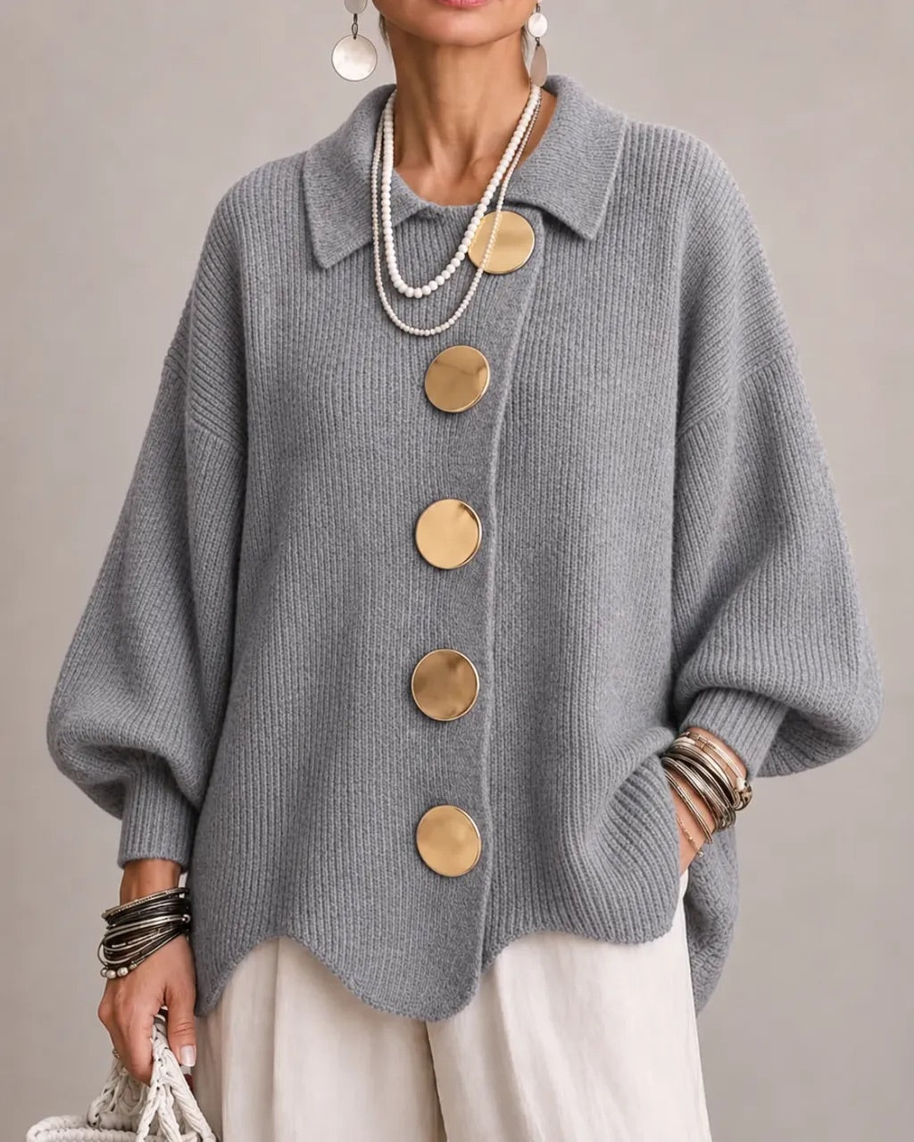 Karina™ Oversized Collared Button Cardigan