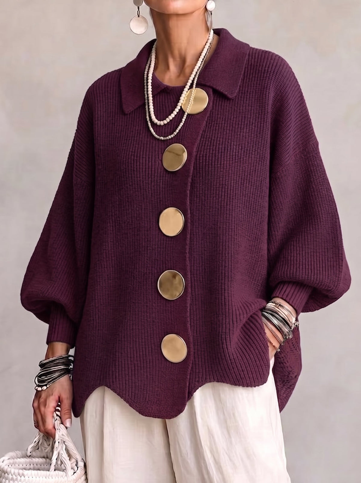 Karina™ Oversized Collared Cardigan