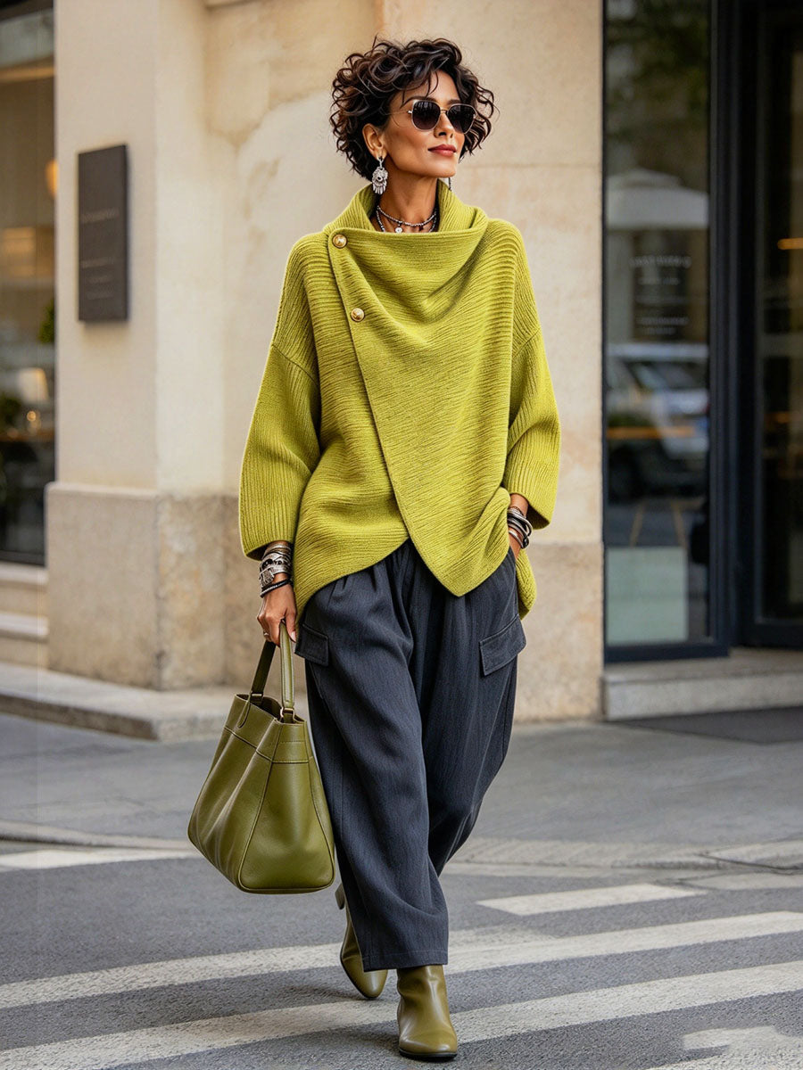 Noelle™ Asymmetric Button-Up Sweater