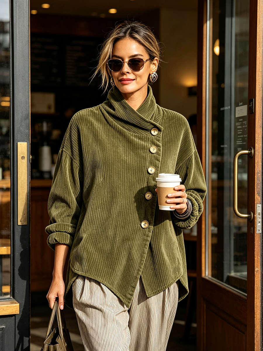Josie™ Funnel Neck Corduroy Top