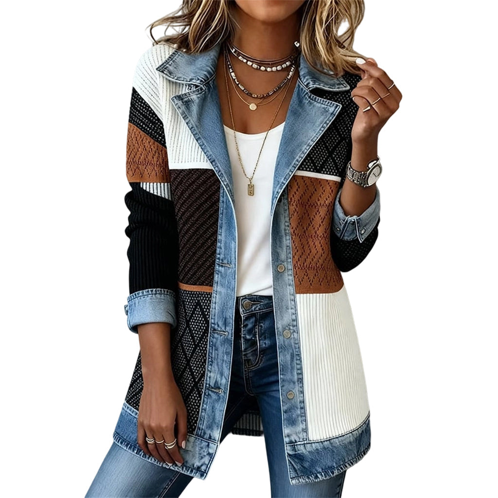 Greta™ Denim Jacket with Knit Inserts