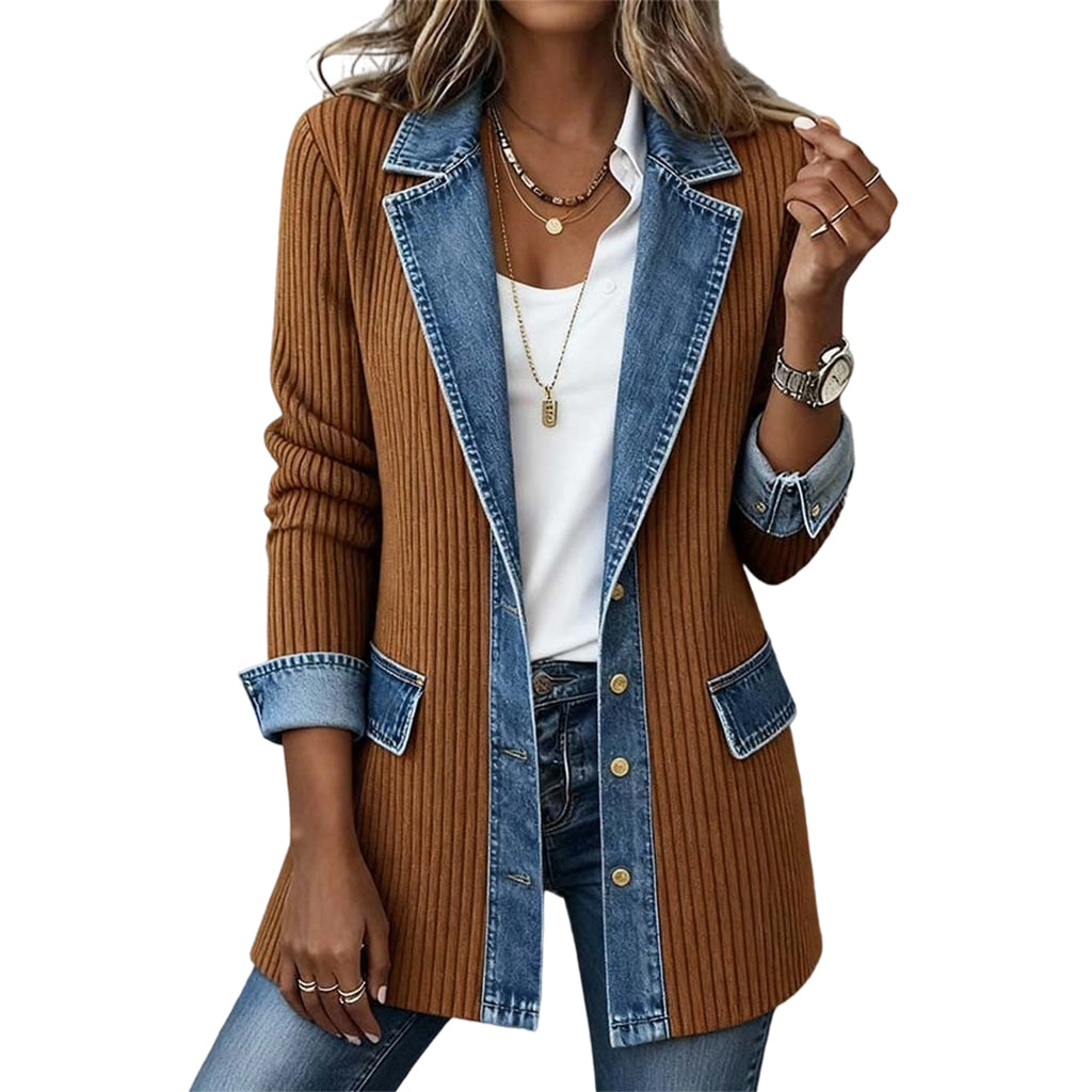 Greta™ Denim Jacket with Knit Inserts