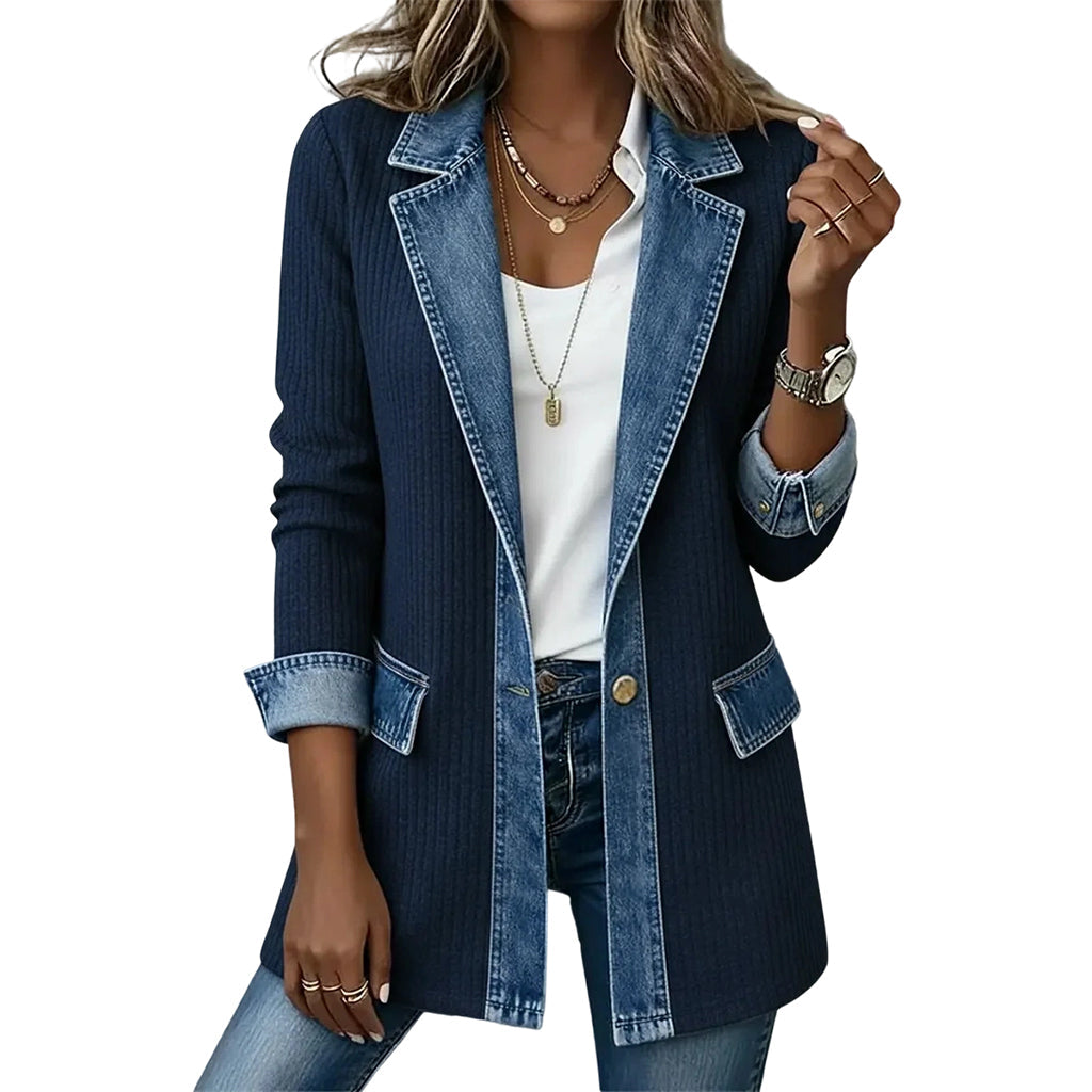 Greta™ Denim Jacket with Knit Inserts