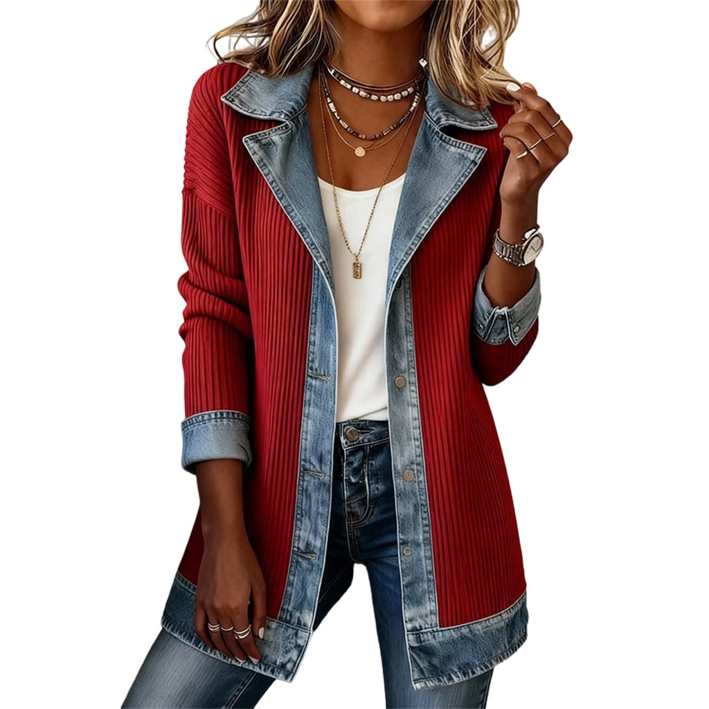 Greta™ Denim Jacket with Knit Inserts
