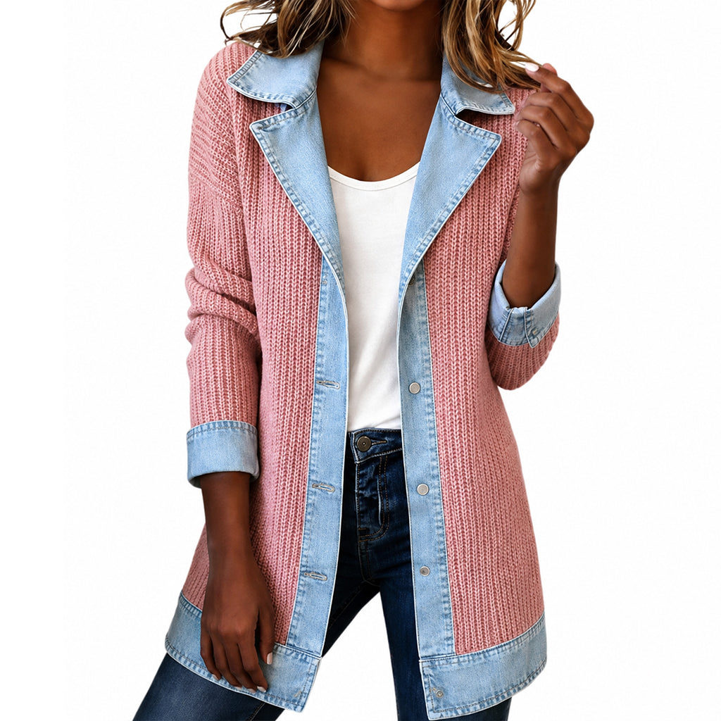 Greta™ Denim Jacket with Knit Inserts