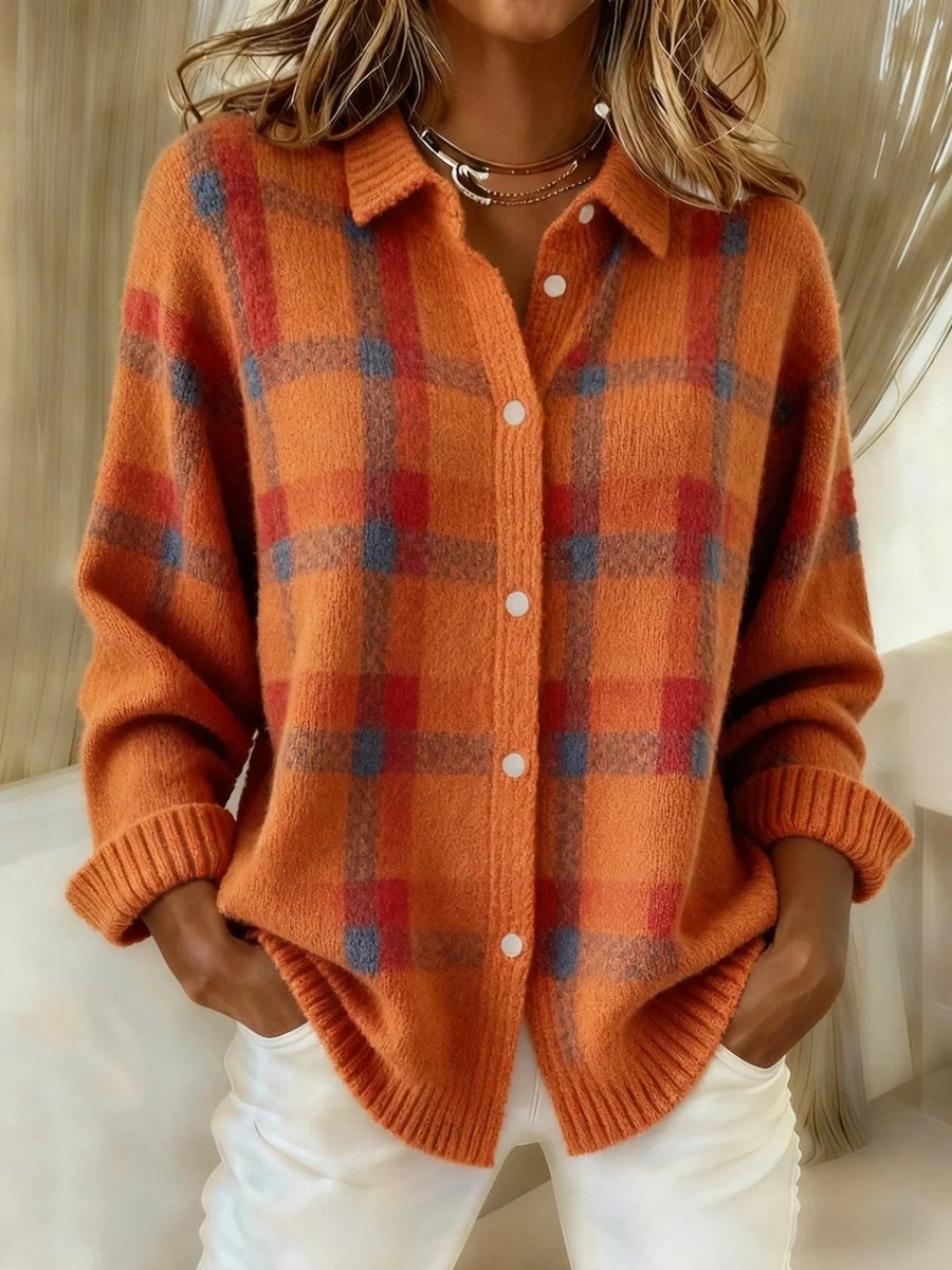 Evelyn™ Plaid Knit Oversized Cardigan