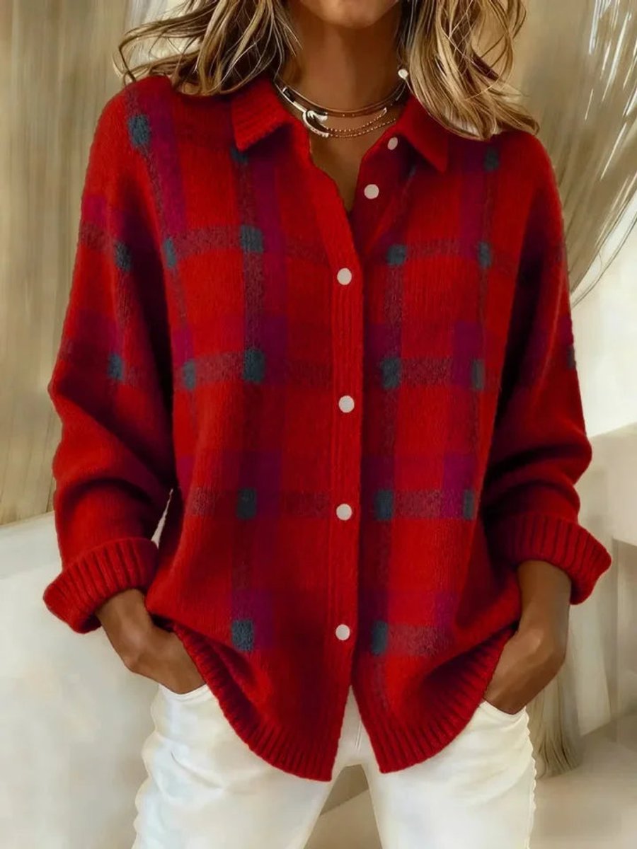 Evelyn™ Plaid Knit Oversized Cardigan
