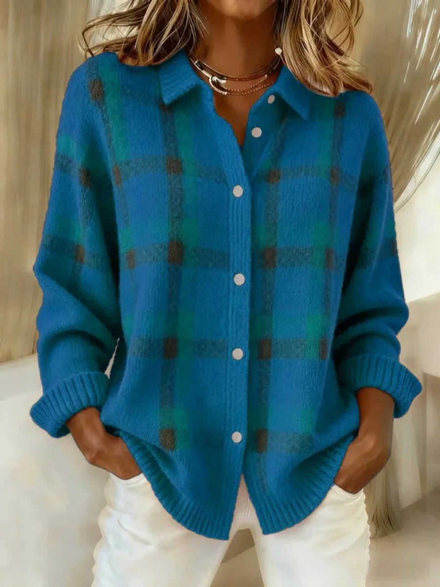 Evelyn™ Plaid Knit Oversized Cardigan