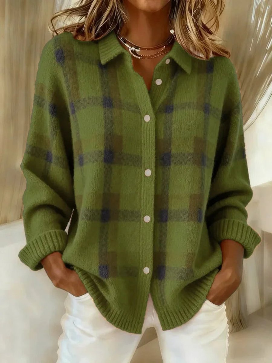 Evelyn™ Plaid Knit Oversized Cardigan